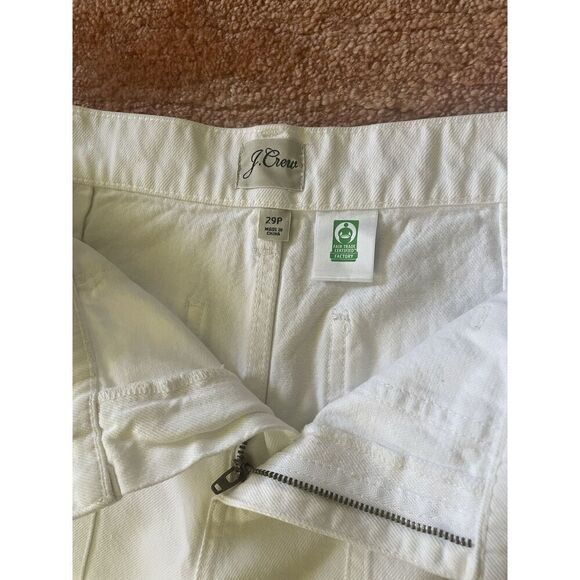 J Crew White High Rise Women’s Utility Pants 29P Cotton Cropped Fit - Picture 3 of 9